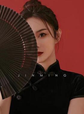 古风折扇旗袍舞蹈扇走秀跳舞中国风古典扇子女式汉服配饰摄影道具