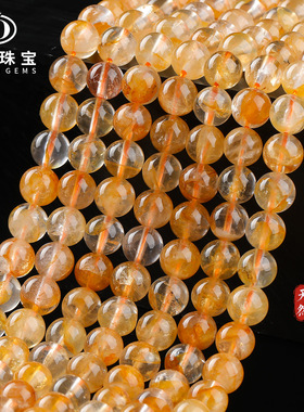 晶德珠宝 热销天然浅色黄胶花圆珠温润质感国风手串饰品配件