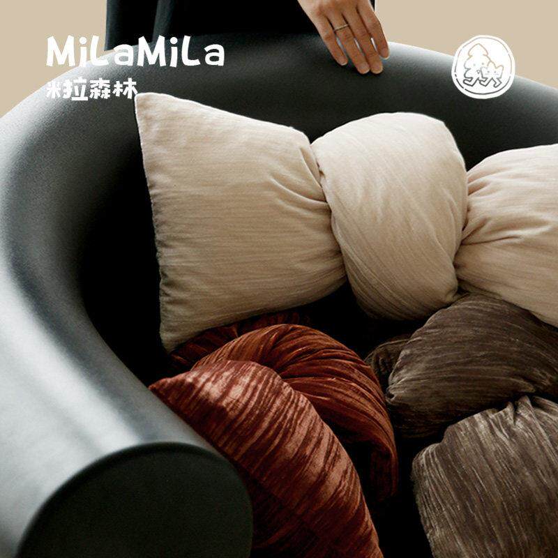 MILA米拉玫瑰金丝绒蝴蝶结抱枕沙发客厅轻奢红色装饰棕色创意靠枕