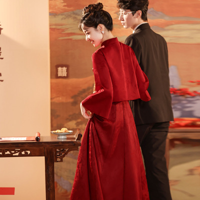2026新款红色敬酒服新娘旗袍出阁套装结婚当天便装回门新中式订婚