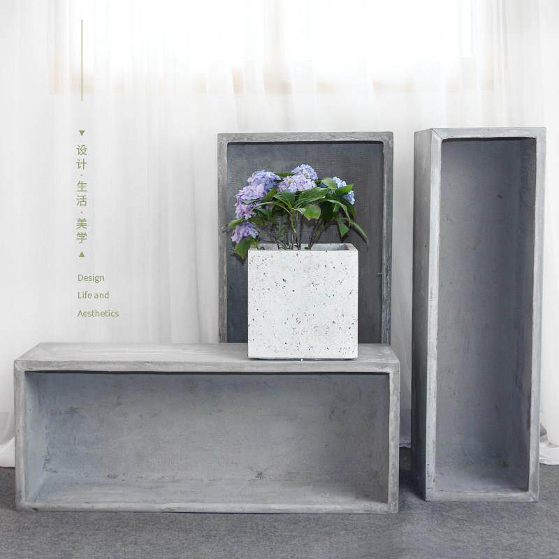 阳台落地大型水泥花盆长方形北欧大号盆景盆客厅创意镁泥花盆种植