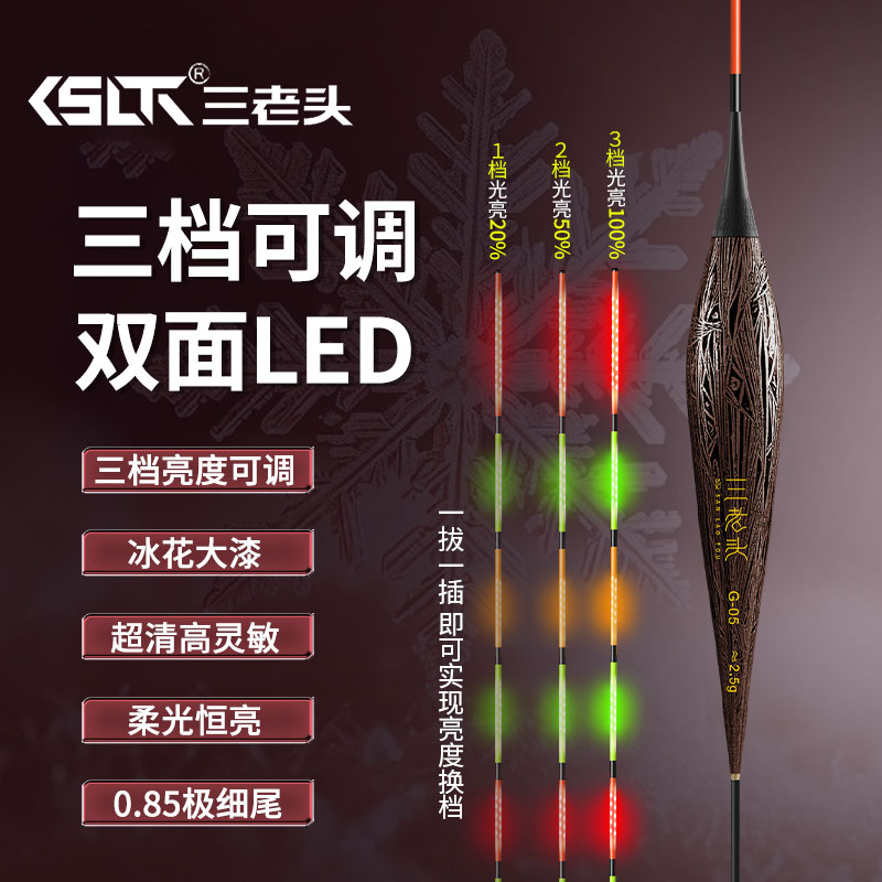 三老头G夜光漂亮度可变档LED高灵敏电子漂日夜两用鲫鱼漂夜钓浮漂