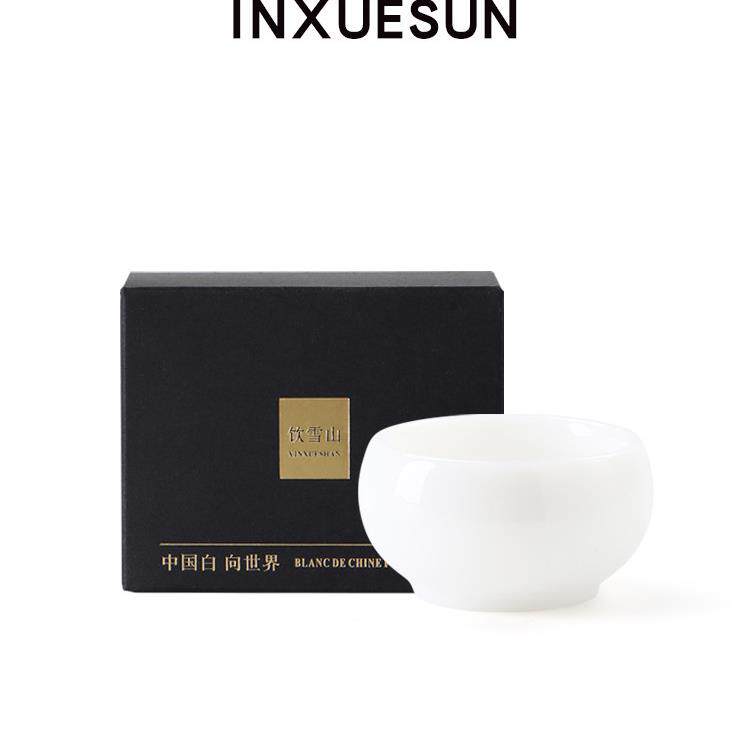 饮雪山 冰种玉瓷【山古】45ml品茗茶杯单个中国白羊脂玉功夫茶具