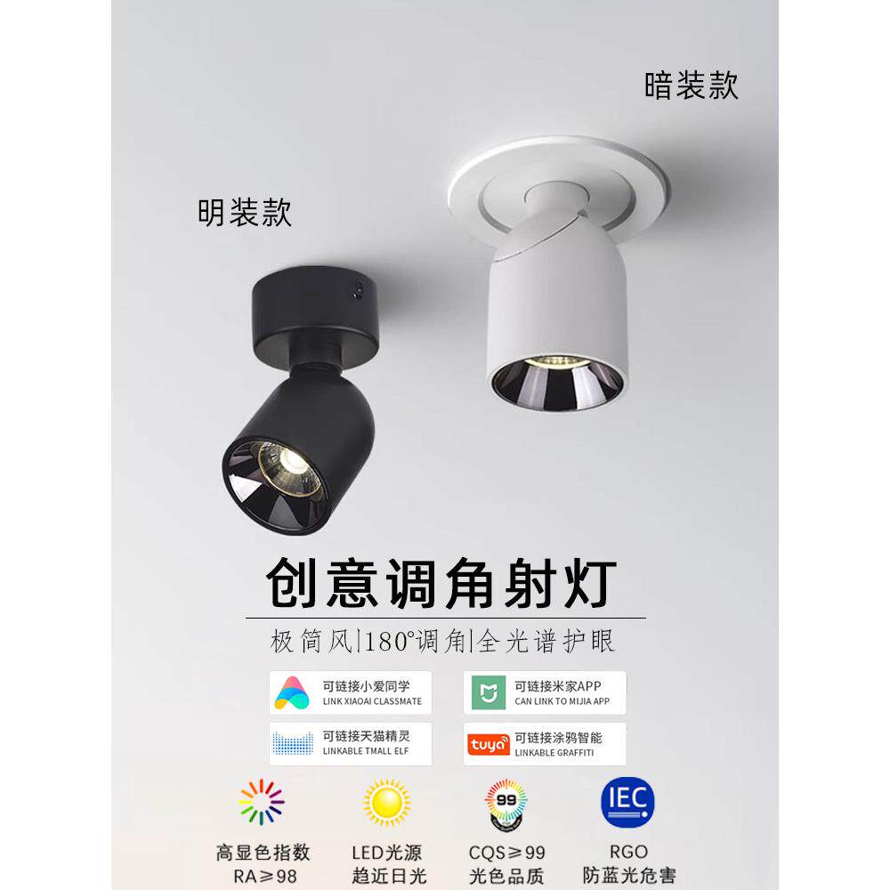可调角度射灯嵌入式玄关照画明装无主灯防眩天花灯洗墙灯商用家用