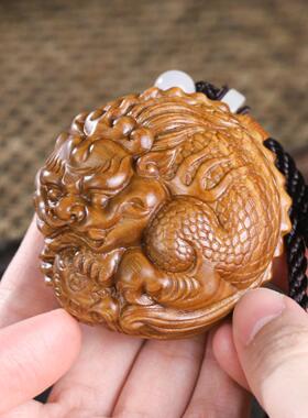 正宗天然青檀木算命匹秀财富柄件乌木男士实木雕花钥匙炼