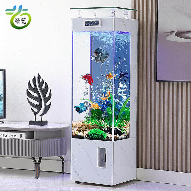 中小方形客厅家用超白玻璃鱼缸落地生态免换水循环水族箱2024新款