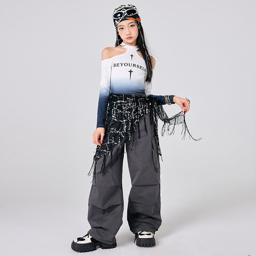 2026新款六一女童爵士舞服装儿童嘻哈街舞潮服表演套装女孩走秀演