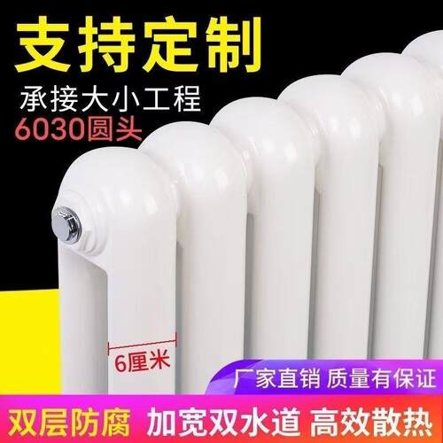 暖气片家用水暖散热片钢制二柱6030明装立式集中供暖瓦斯散热器