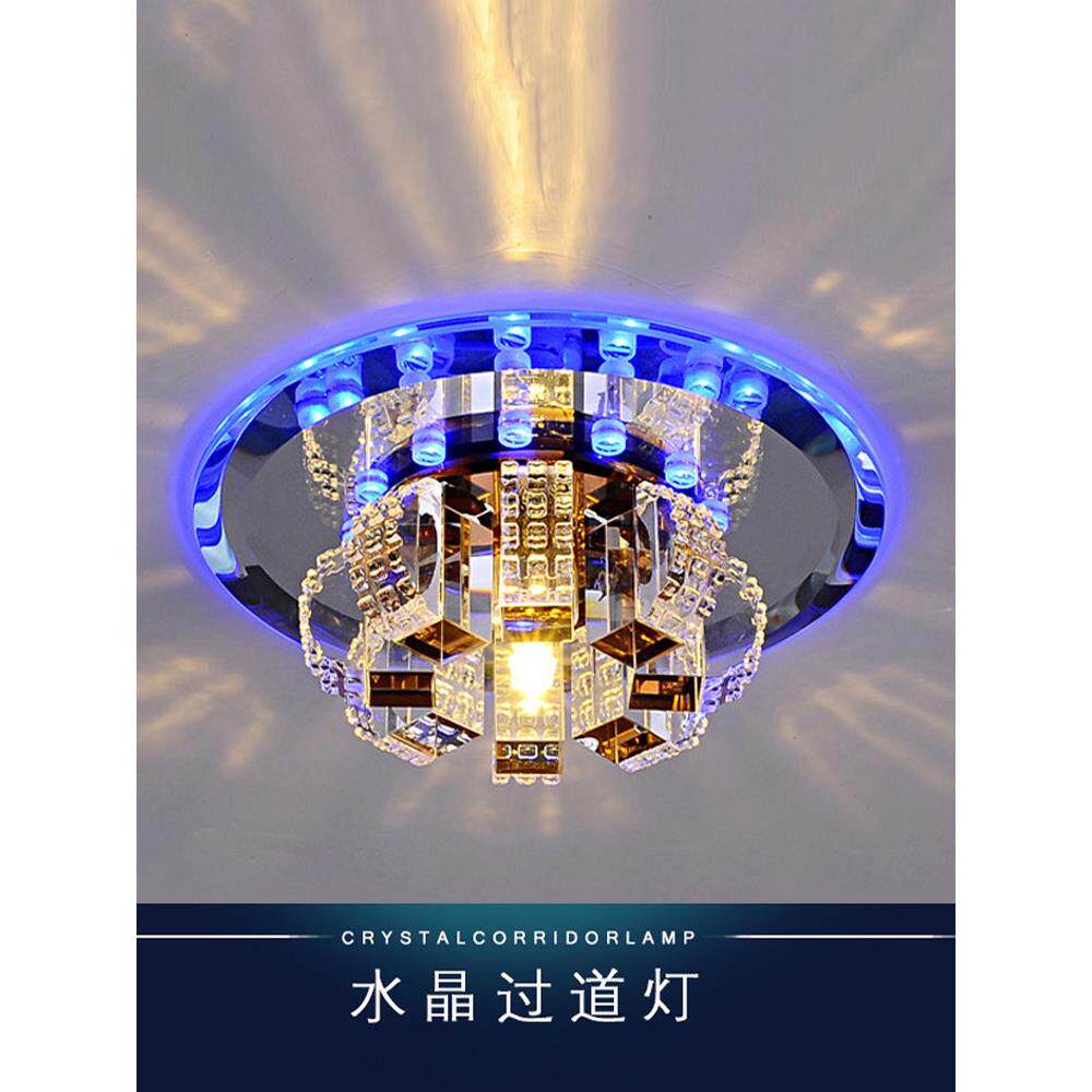 Led水晶吸顶灯客厅聚光灯走廊灯入口圆形创意吸顶灯门厅阳台灯
