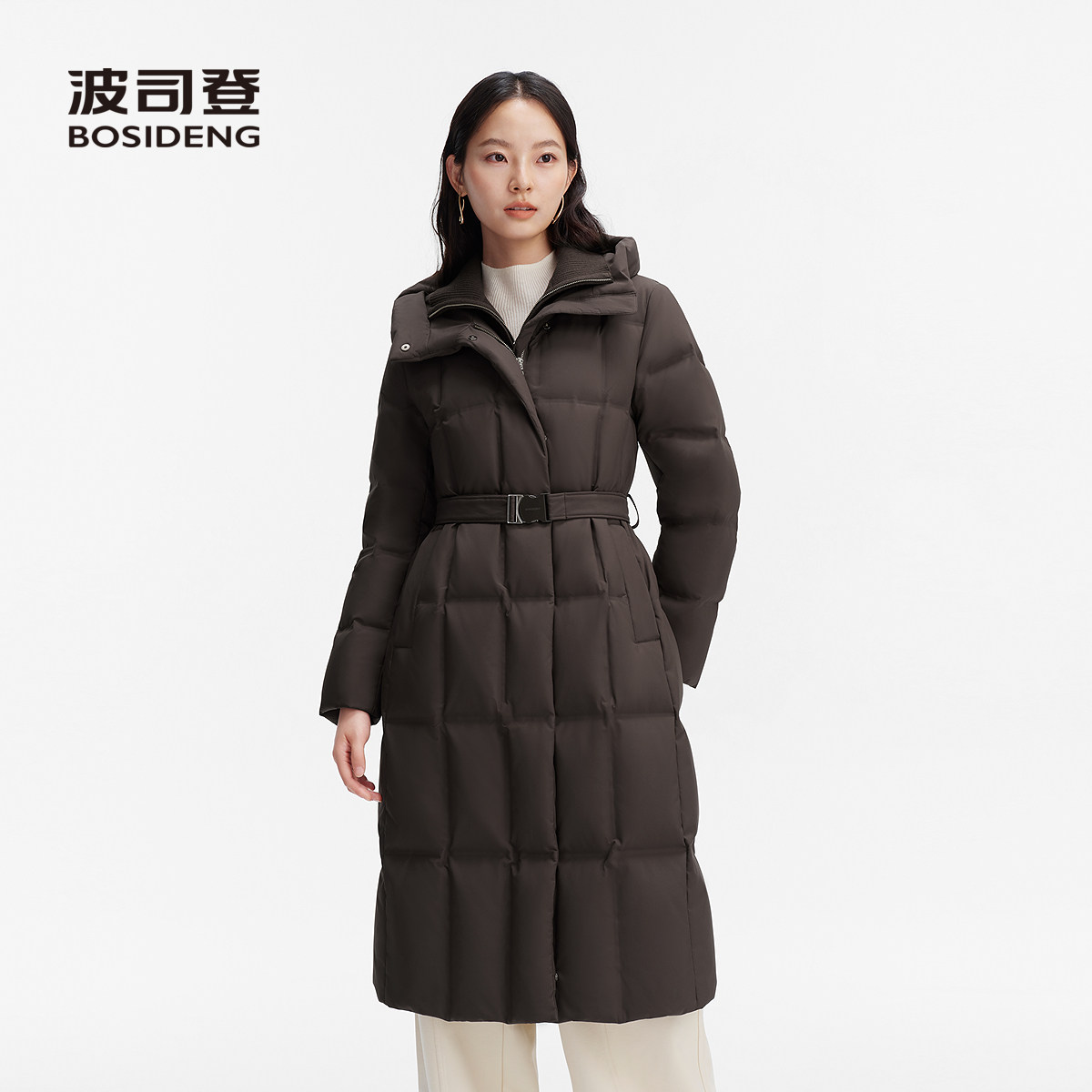 波司登女长款显瘦鹅绒羽绒服