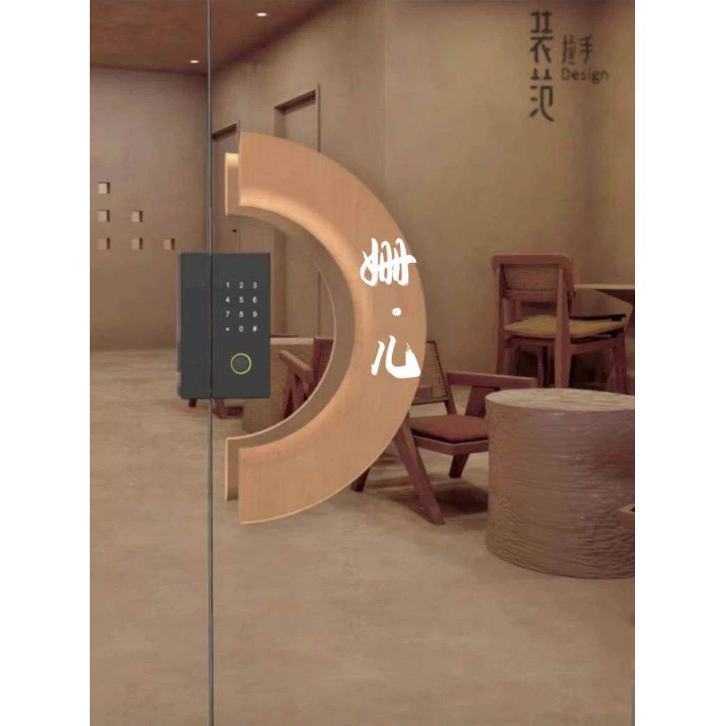定制雕刻实木半圆形玻璃门把手大门把手原木异形推拉木门商铺扶手