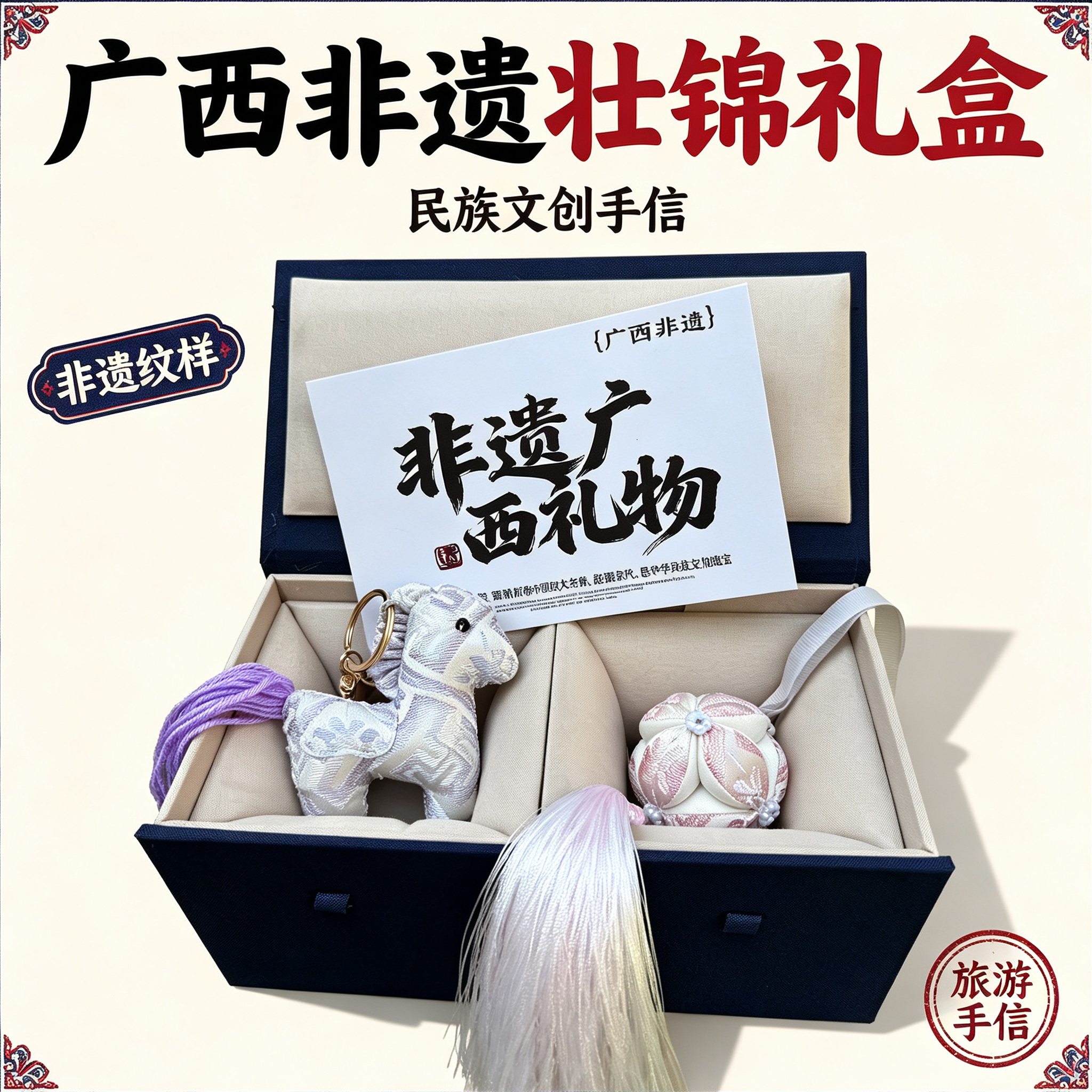 广西非遗壮锦绣球+壮锦小马礼盒