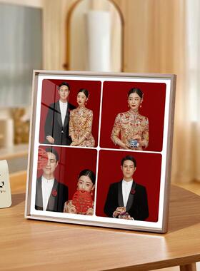 方形四宫格婚纱照相框摆台定制洗宝宝儿童相片制作相册放大全家福