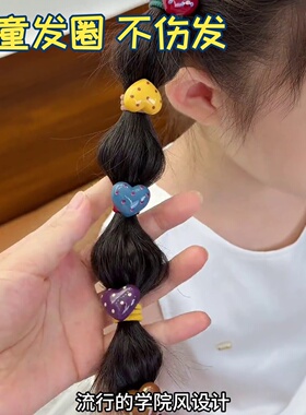 秋冬款波点星星发圈儿童编发新款拉红星新年红色爱心蝴蝶结发网红