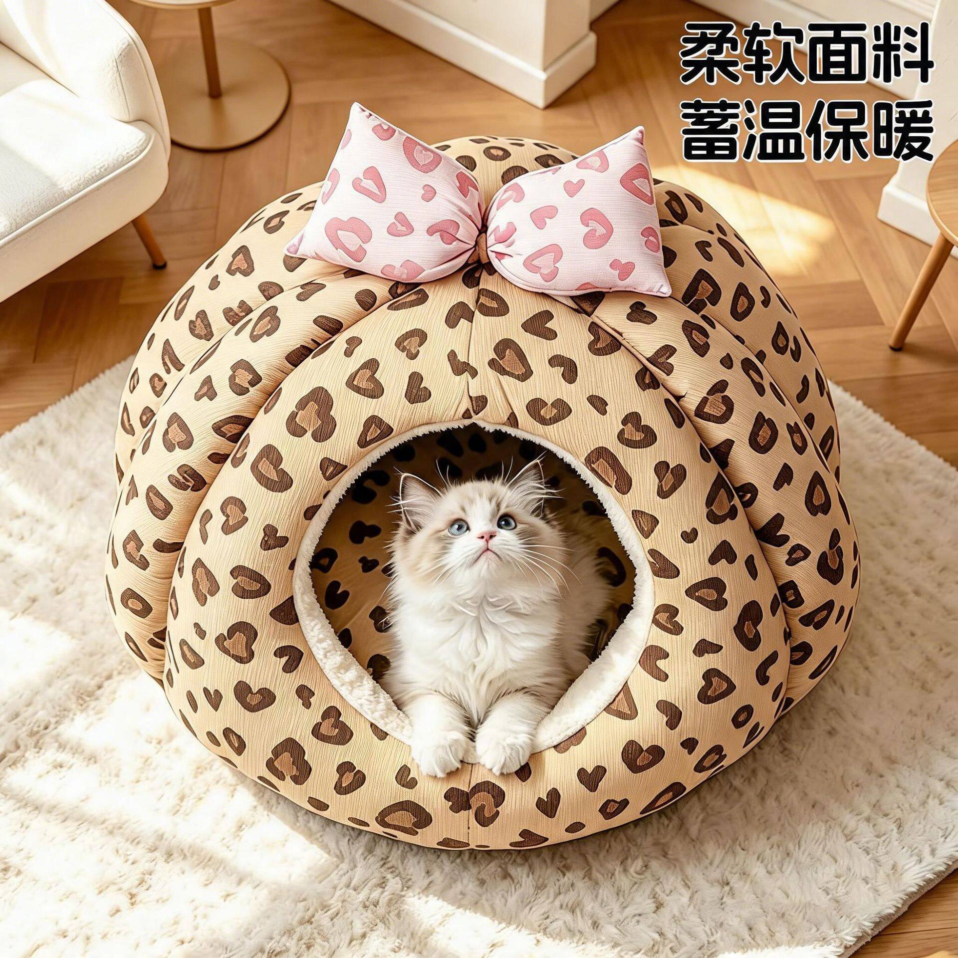 猫窝冬季保暖半封闭式安全感宠物窝猫咪四季通用加绒小型犬狗窝