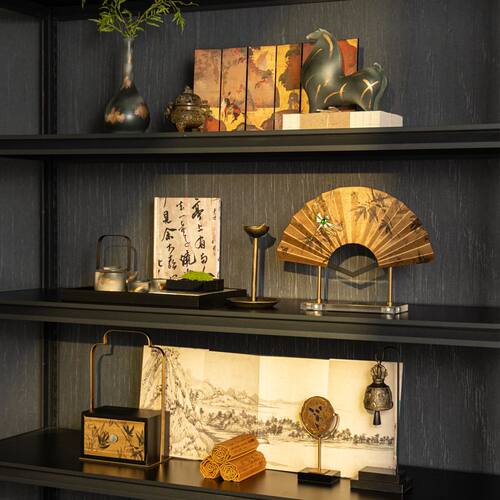 新中式宋代美学高级感禅意书房茶室办公室博古架摆件高端大气装饰