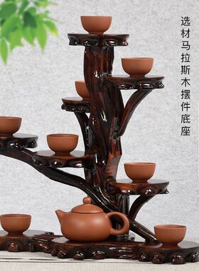实木雕刻底座摆件木雕多宝阁盆栽多肉花盆工艺品茶具茶壶香炉托架