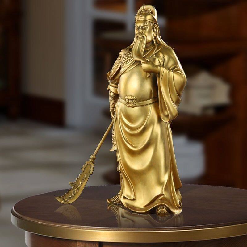 铜关公像关二爷摆件纯黄铜武财神像供奉佛像关羽武圣关老爷像送礼