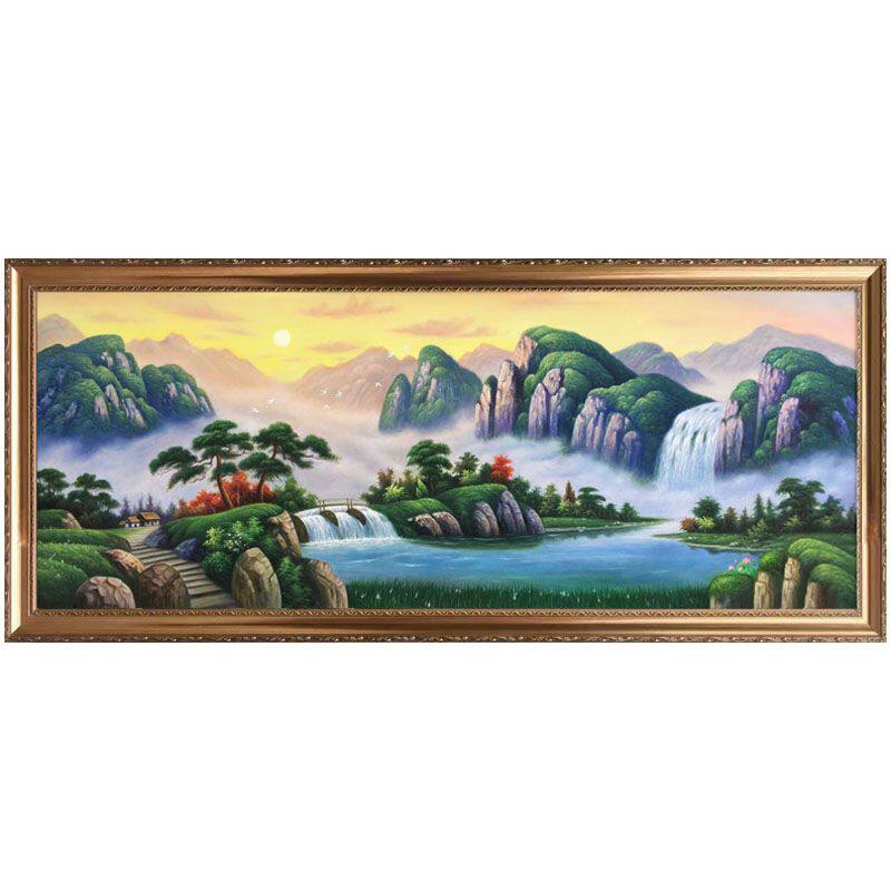 真手绘油画定制纯手工画师自己亲自画高档次凹凸感风水风景油画