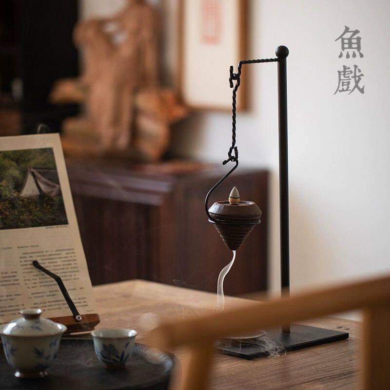 中式禅意倒流香熏炉复古蜡烛台香炉香道功夫茶道茶室书房家居摆件