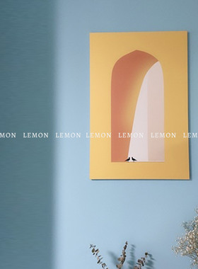 黄色窗外风景海报装饰板韩国复古ins客厅装饰画相框装裱拍照摆件