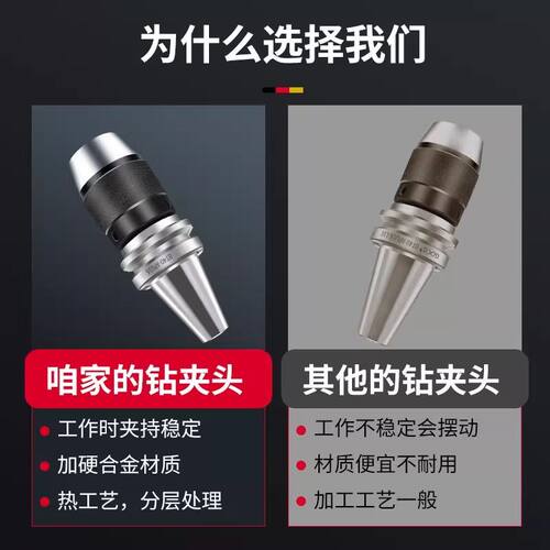 自紧钻夹头刀柄BT30加工中心铣床自锁一体式bt40钻夹头数控刀柄