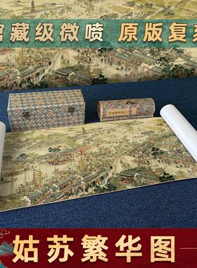 徐扬 姑苏繁华图长卷原版高清喷绘复制风景国画装饰画墙画复古画