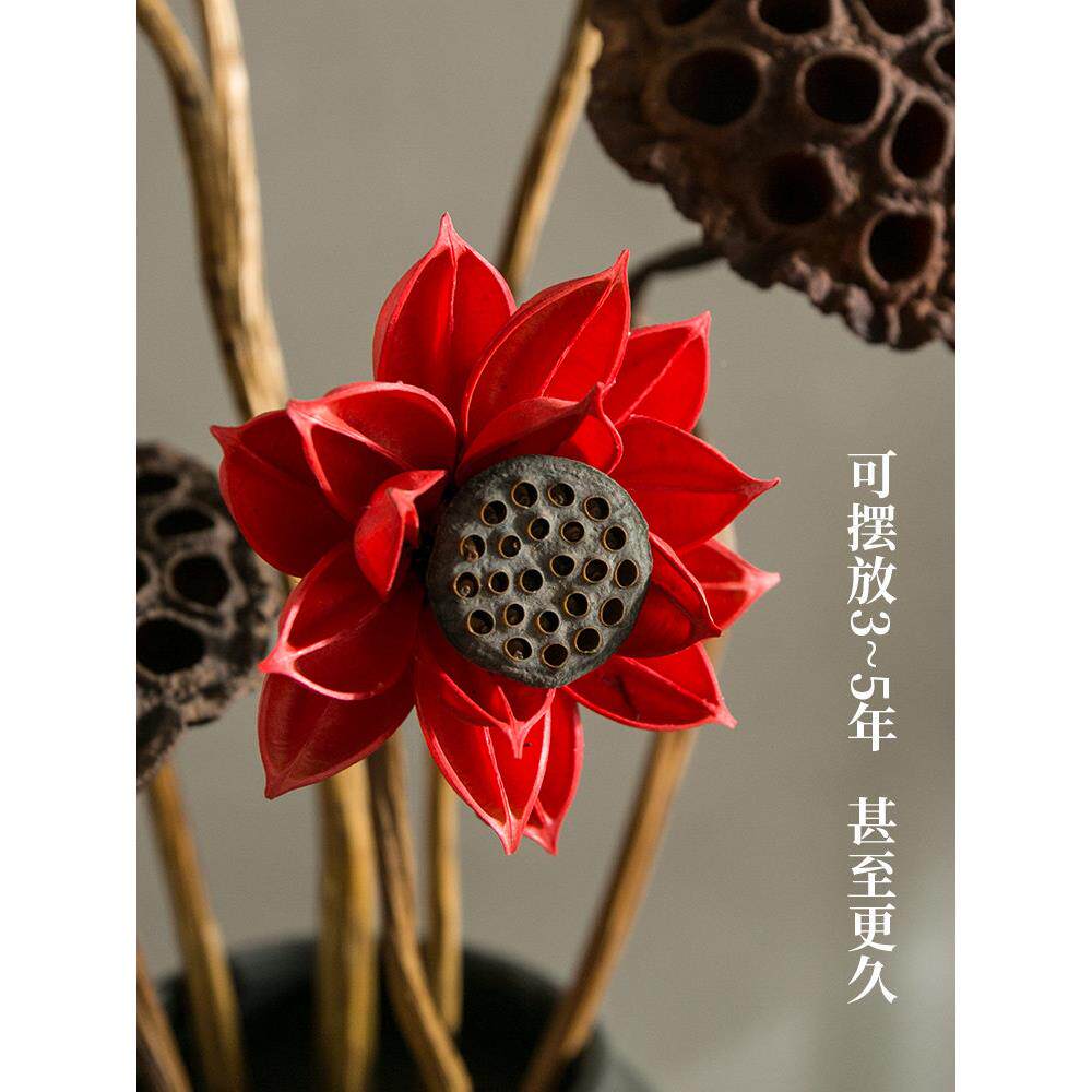 荷荚干花厅饰真花客风干自然家居荷叶禅宗花MSS束瓶高档装饰饰装