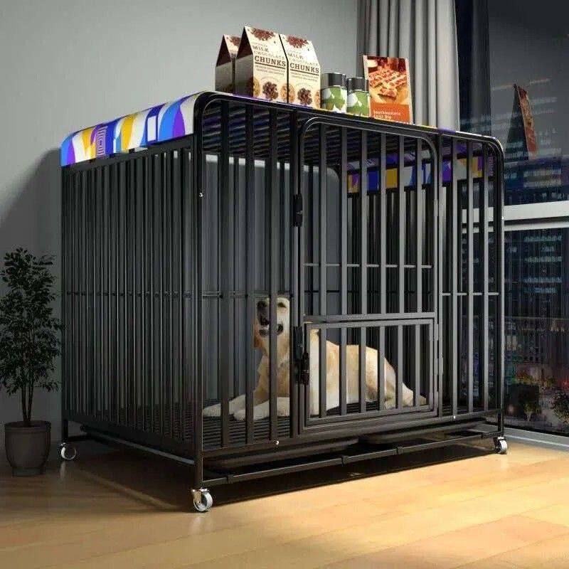 狗笼子大型犬中型犬金毛拉布拉多家用室内六面加粗加厚带厕所狗笼
