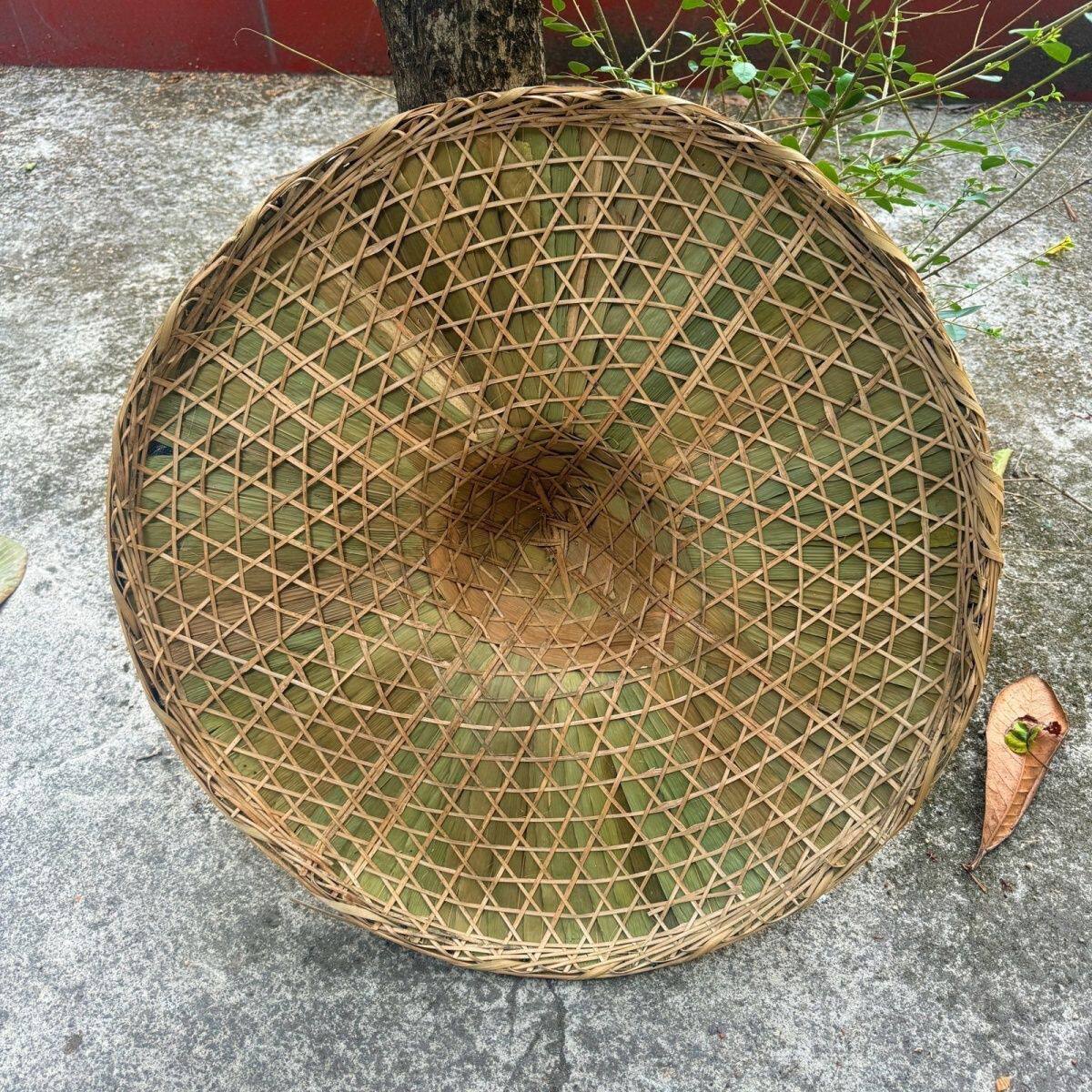 手工斗笠帽子竹编遮阳帽防雨防晒草帽装饰男女舞蹈演出道具