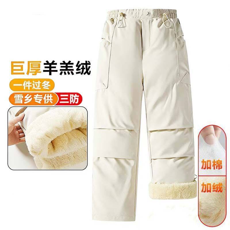 冬季男女新款工装棉裤东北防风抗寒加绒厚裤子户外滑雪保暖冲锋裤