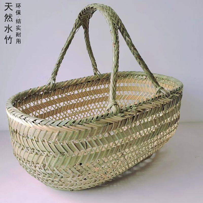 手工编织篮子竹编制品竹篮家用买菜小蓝子水果篮农家土鸡蛋摆地摊