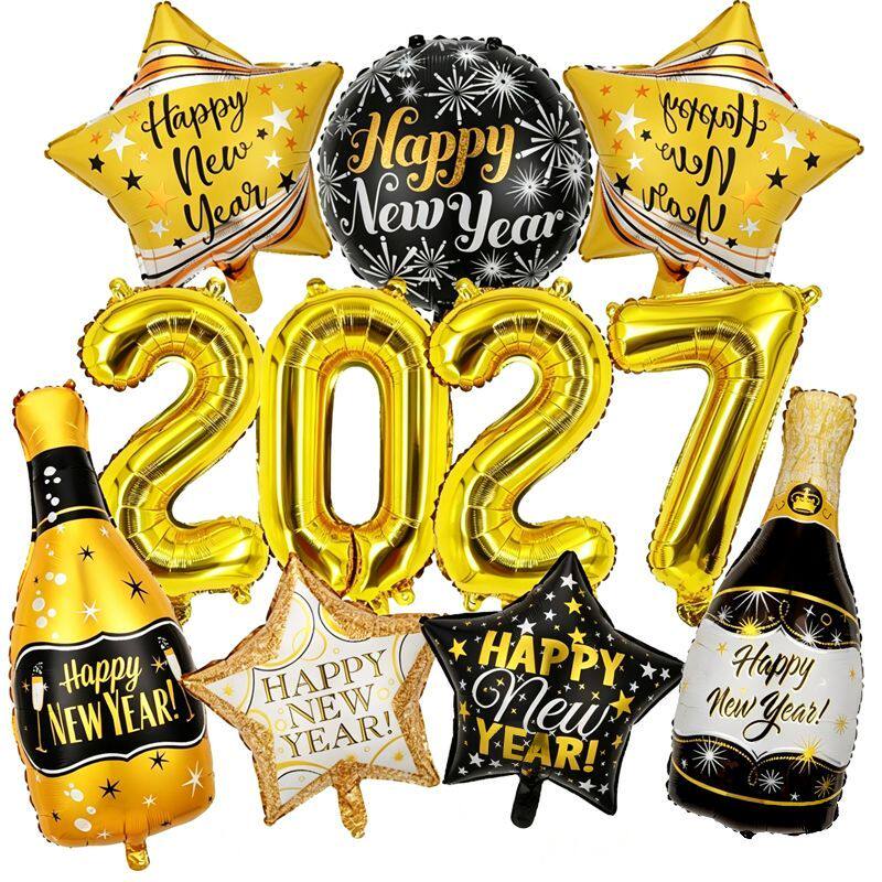 2027年新年气球元旦新年装饰派对布置组合装饰新年快乐铝膜套装
