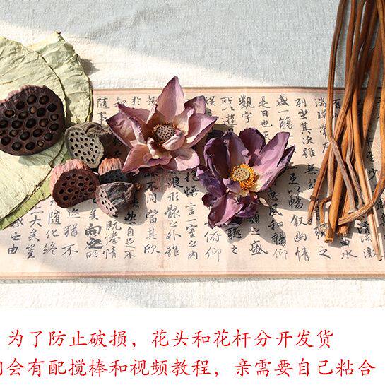荷花荷叶莲蓬干花花束高级感真花新中式客厅摆设花瓶玄关桌面茶室