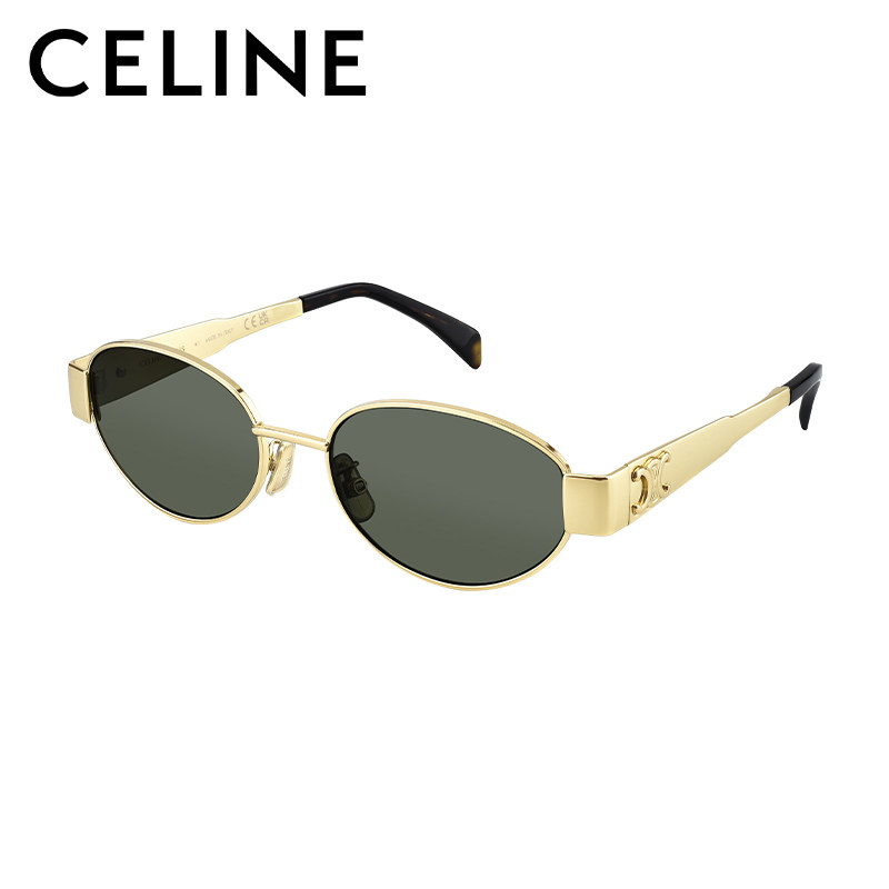 【自营】Celine赛琳墨镜女复古老钱风金属太阳眼镜椭圆镜CL40235