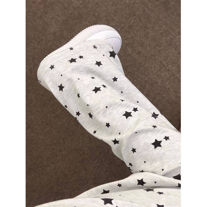 星星糯米裤遛弯裤子睡裤春夏宽松bf慵懒风休闲阔腿裤垂感毛巾裤子