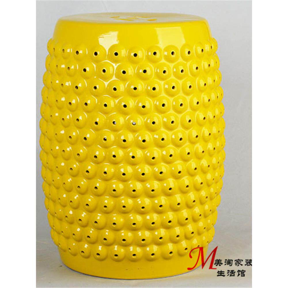 陶瓷鼓凳陶瓷镂空新中式简约瓷凳浴室客厅凳墩瓷鼓凳坐凳绣墩摆件