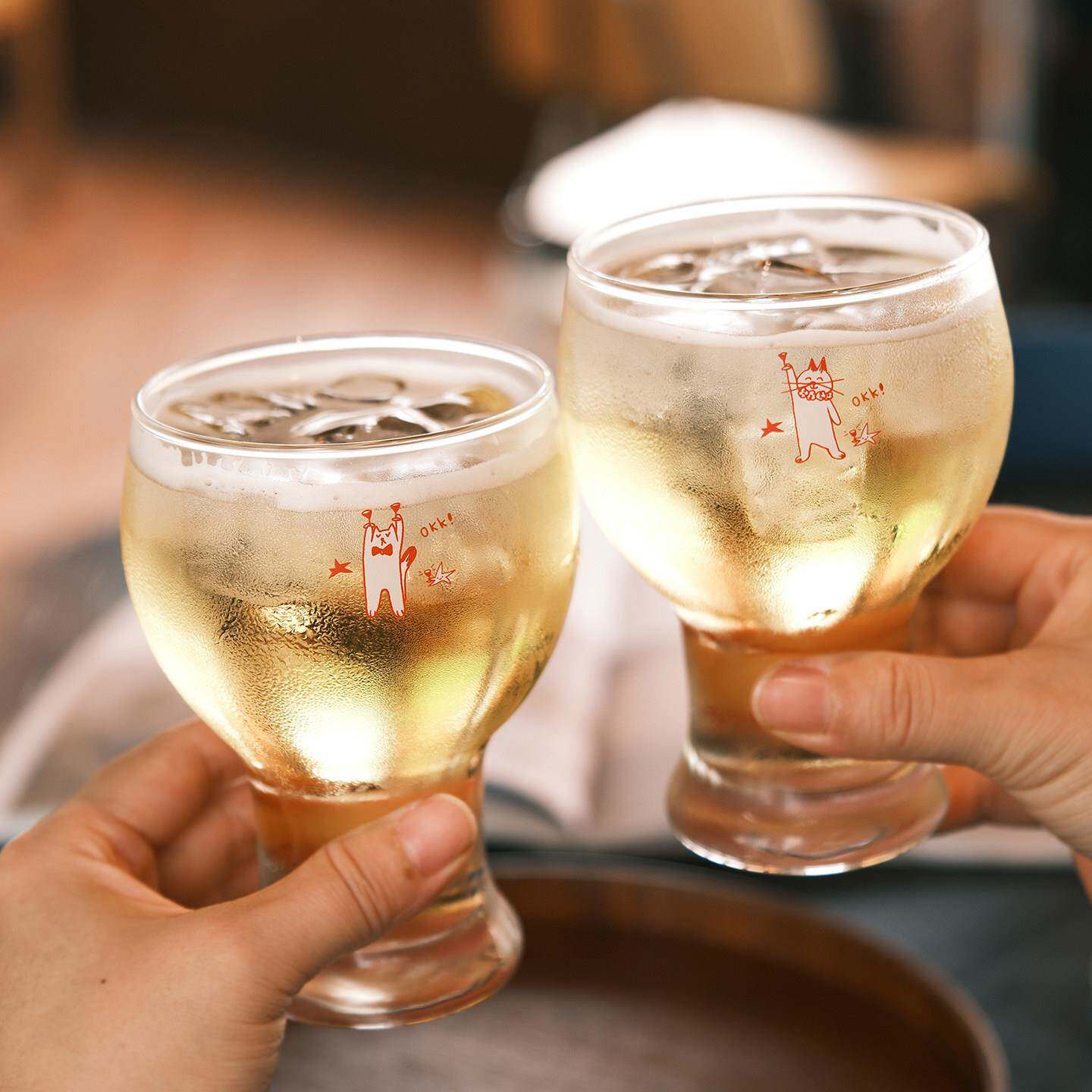 原创OKK小猫小狗精酿啤酒杯玻璃杯高脚杯扎啤杯饮料杯子酒吧商用