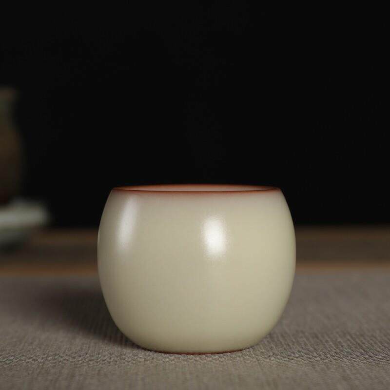 青瓷龙泉窑哥窑铁胎猪油冻茶杯捧杯叶金炼手工功夫茶具陶瓷主人杯