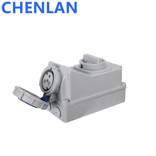 32A3孔单相航空插座带开关2P+E 220-250VAC IP67户外防水工业欧标
