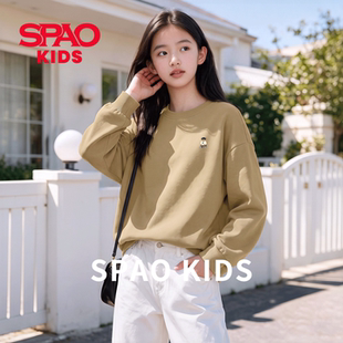 SPAO儿童卫衣2026秋新款加厚青少年秋季上衣小熊印花时尚女童秋装
