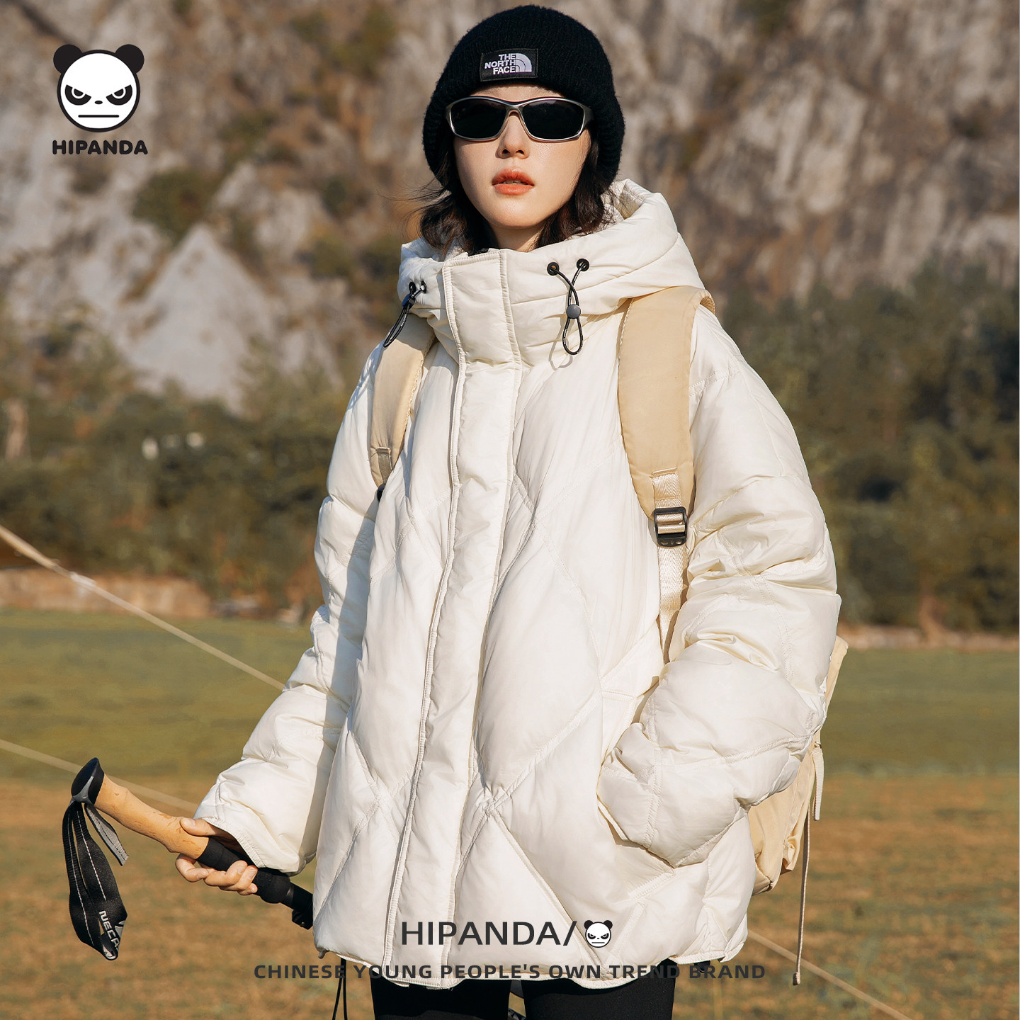 HIPANDA男90白鸭绒连帽羽绒服