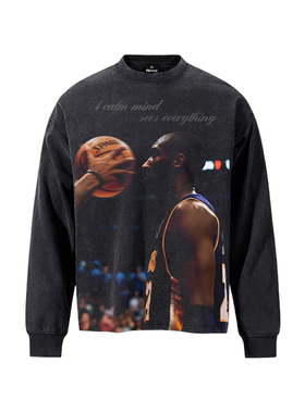 MUC科比kobe球星印花美式高街重磅复古vintage篮球运动长袖T恤