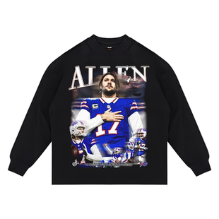 MUC约什阿伦长袖T恤NFL球星美式重磅复古vintage橄榄球连帽卫衣