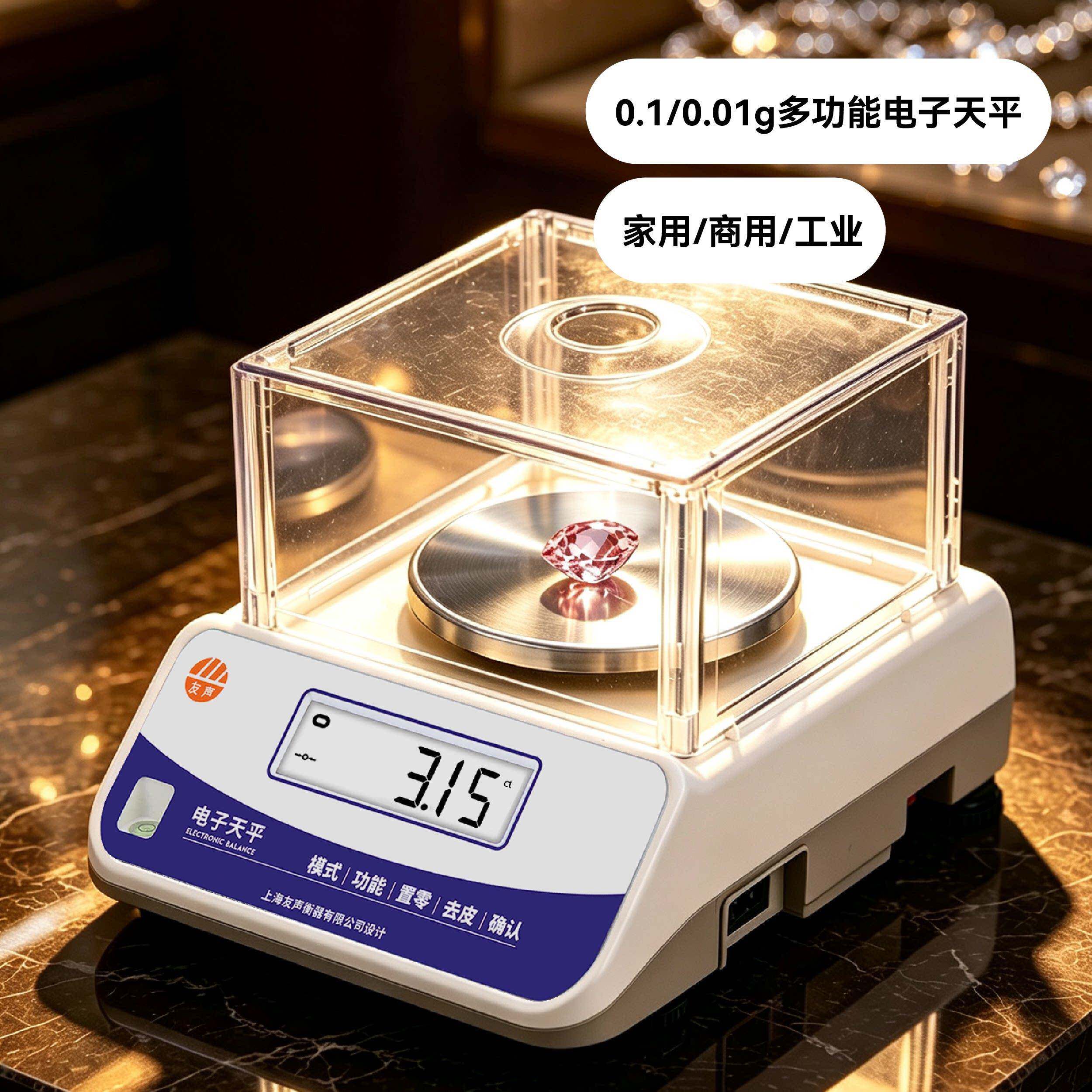 友声0.1g0.01g高精度电子天平秤实验室电子称克重仪带232串口输出