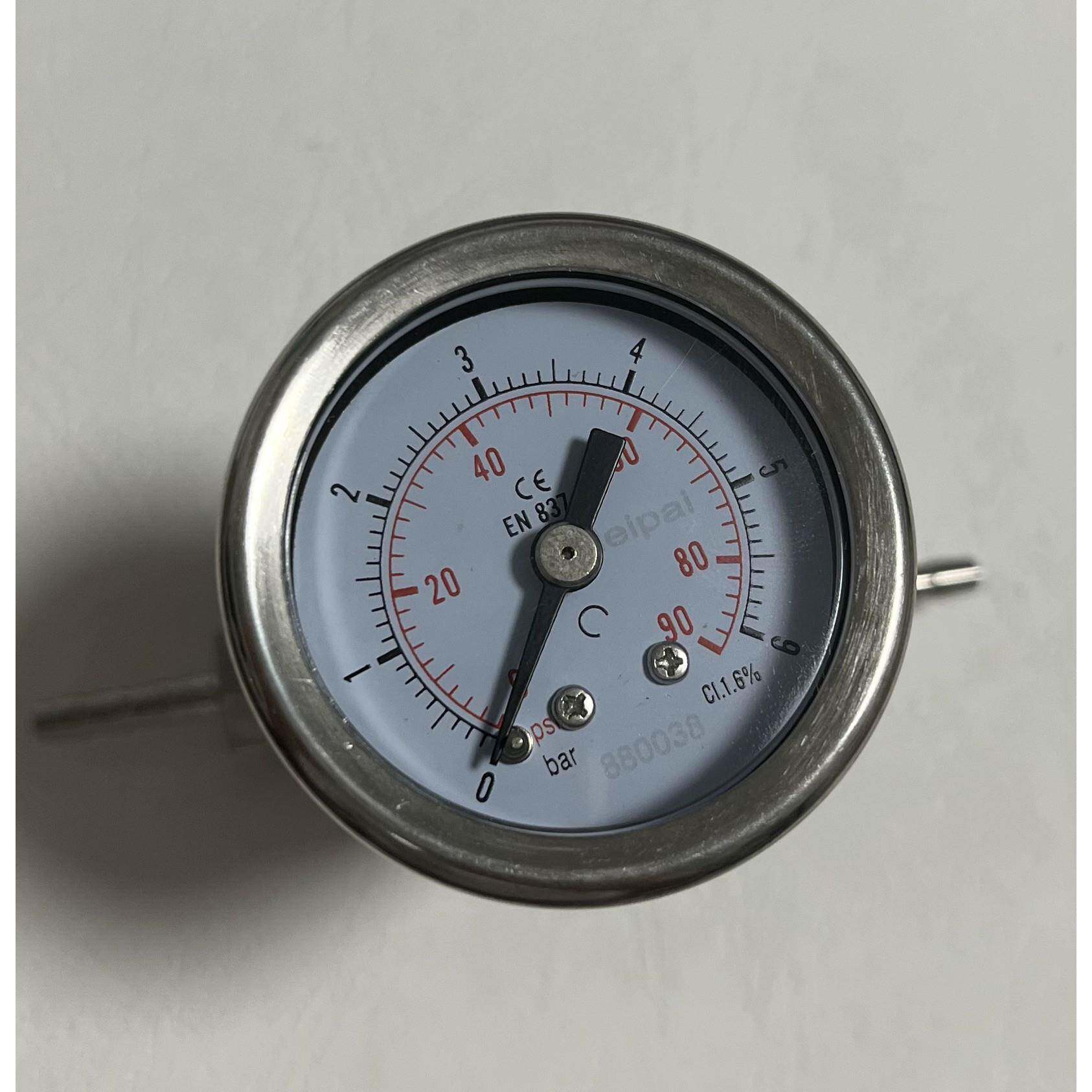 不绣钢压力表41-47mm三通倒刺接头宝塔咀接软管6bar90psi 轴向304