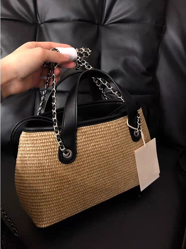 2025新款欧美水桶女包大容量手提单肩斜跨链条托特包