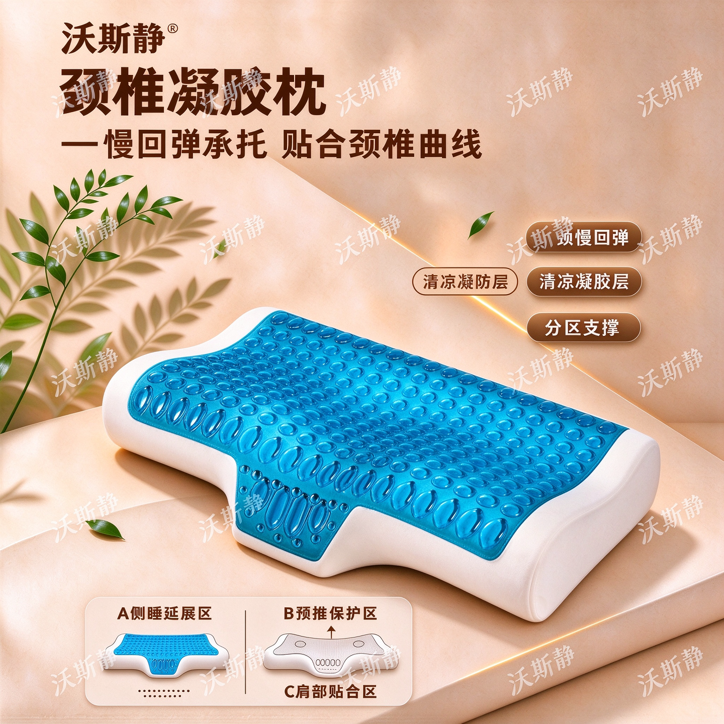 凝胶枕头太空记忆棉慢回弹护颈椎清凉舒睡家用枕芯助睡眠高低枕