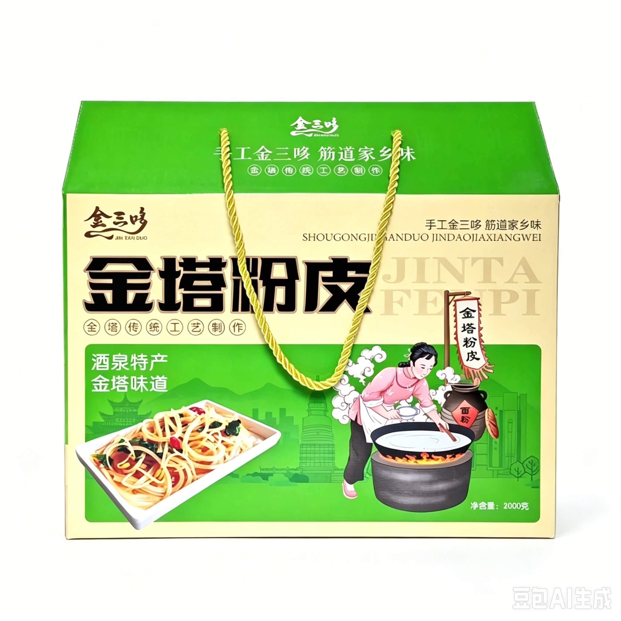 金塔粉皮礼盒纯手工酒泉特产农家风味筋道耐用凉菜炒菜火锅速食