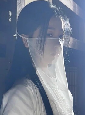 古风超仙白纱半遮面帘面纱女古装